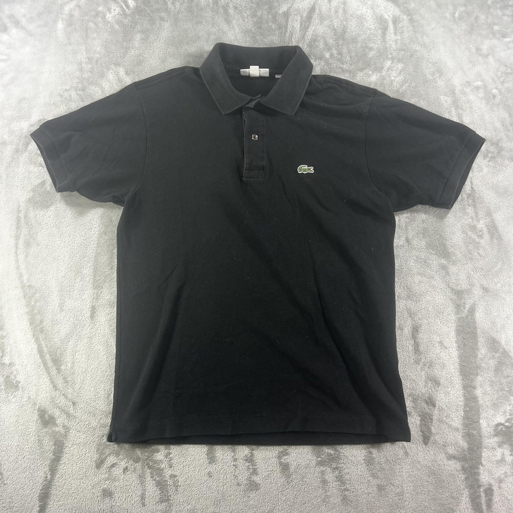 Lacoste Polo Shirt Mens Medium Black Classic Fit Pique Short Sleeve Logo